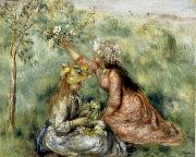 Girls Picking Flowers in a Meadow Pierre Renoir